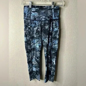 Lululemon Fast & Free Crop 20” Eternal Wave Starlight Black Sz 4